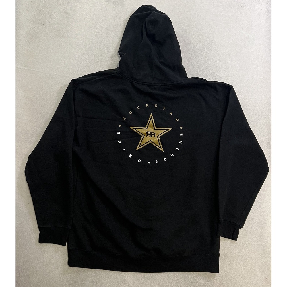 Rockstar Energy Hoodie Men's Size XXL Black Pullover Sweatshirt Long Sleeve